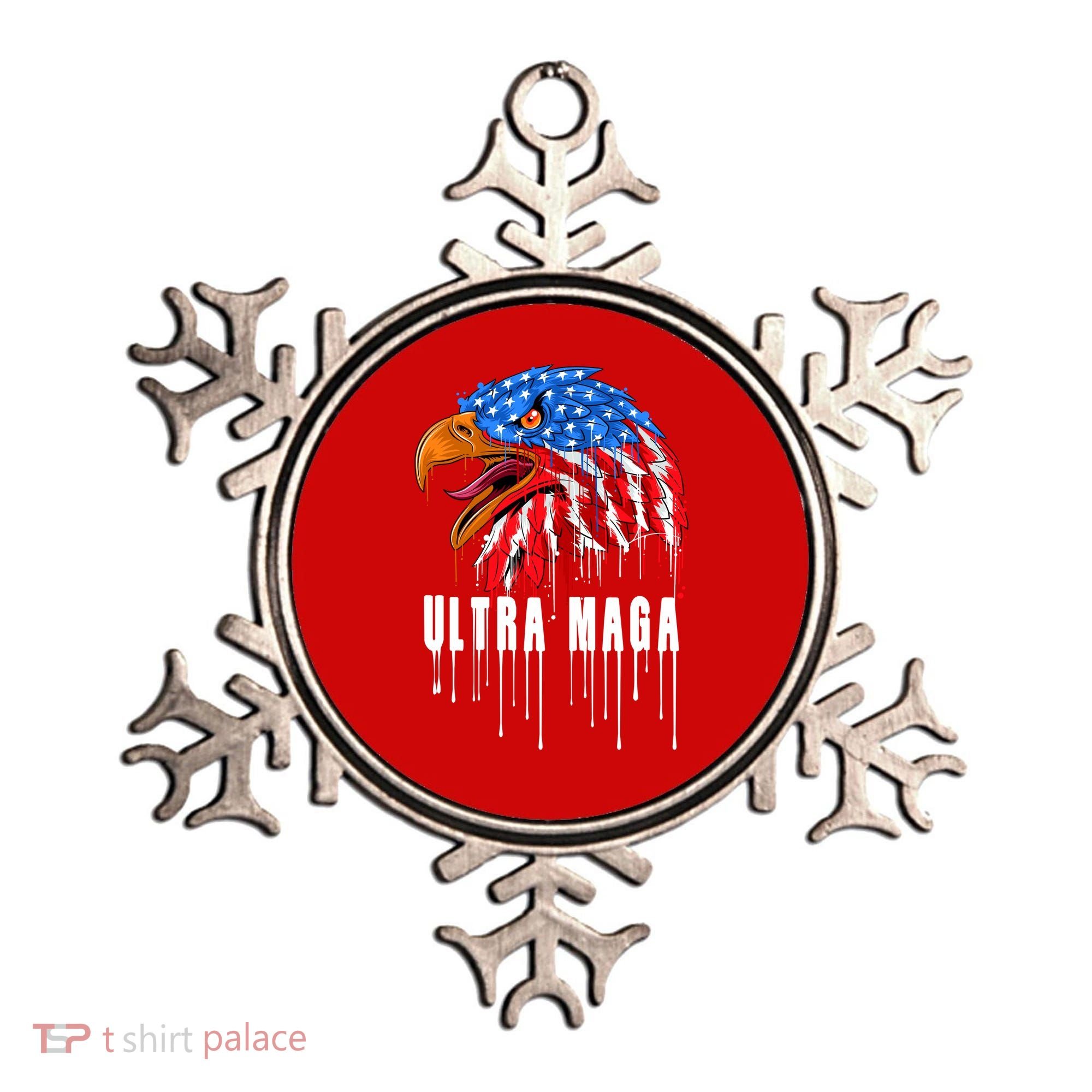 Ultra MAGA Bald Eagle Bloody Splatter Trump 2024 Anti Biden Ornament