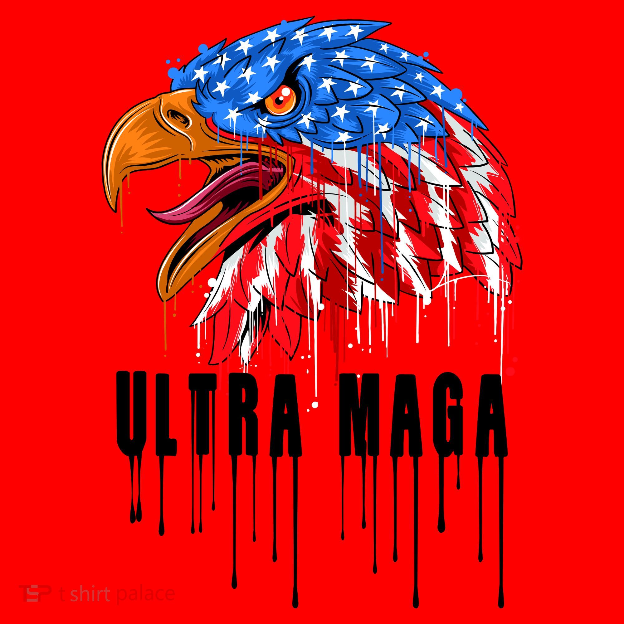 Ultra MAGA Bald Eagle Bloody Splatter Trump 2024 Anti Biden Santa Hat