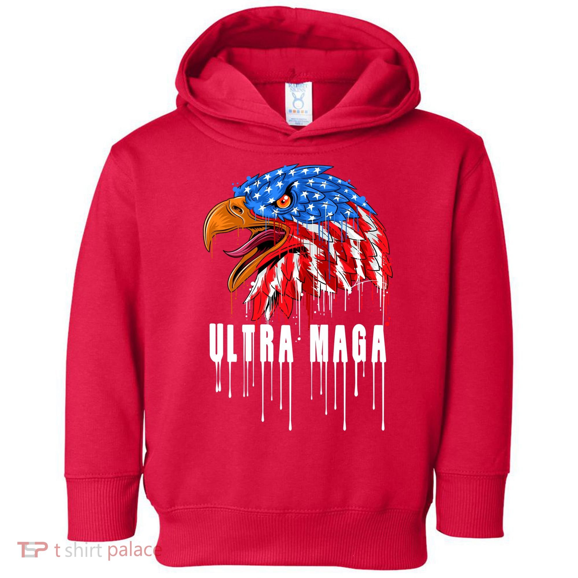 Ultra MAGA Bald Eagle Bloody Splatter Trump 2024 Anti Biden Toddler Hoodie