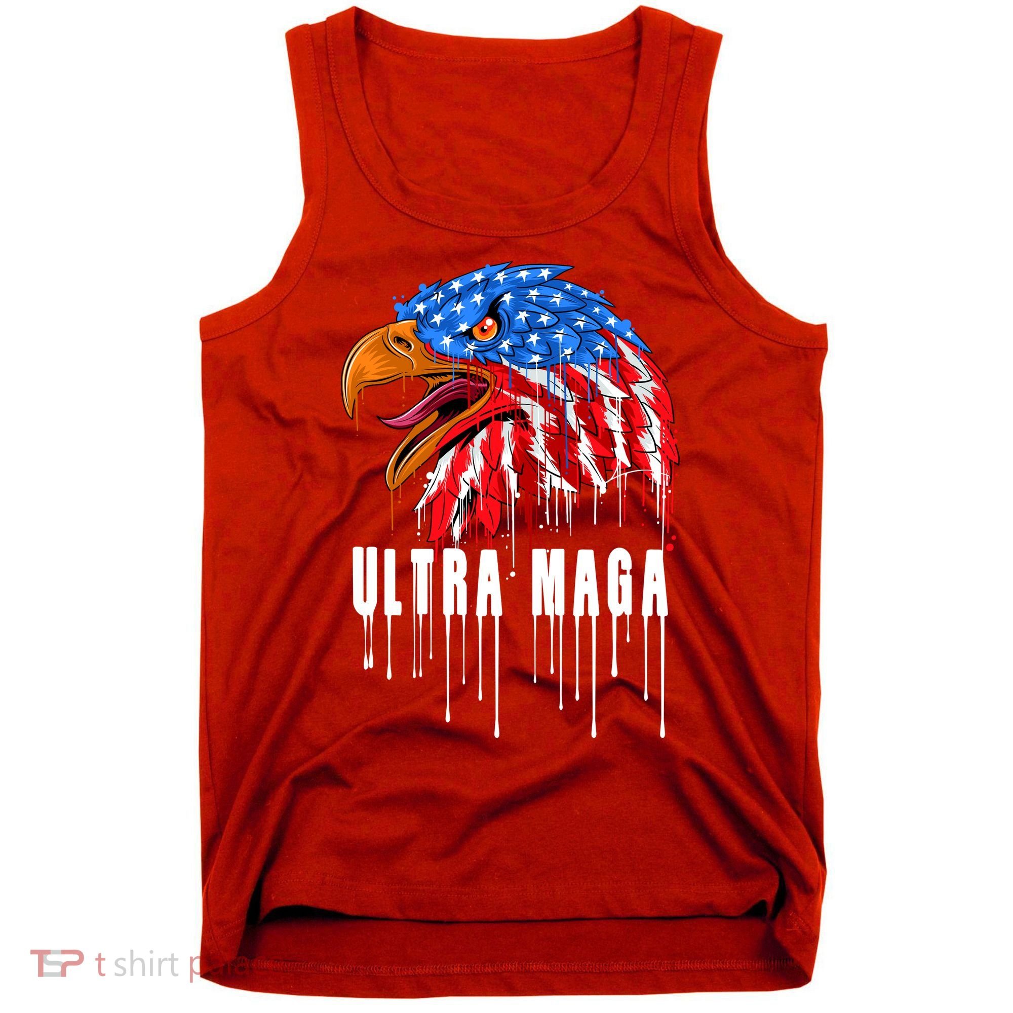 Ultra MAGA Bald Eagle Bloody Splatter Trump 2024 Anti Biden Tank Top