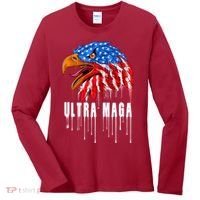 Ultra MAGA Bald Eagle Bloody Splatter Trump 2024 Anti Biden Women's Long Sleeve Shirt thumb 0