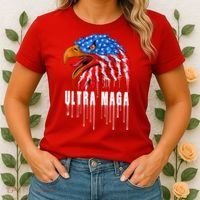 Ultra MAGA Bald Eagle Bloody Splatter Trump 2024 Anti Biden Women's T-Shirt thumb 2