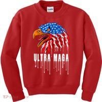 Ultra MAGA Bald Eagle Bloody Splatter Trump 2024 Anti Biden Kids Sweatshirt thumb 0