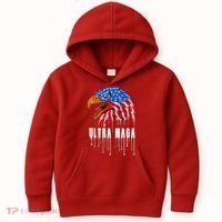 Ultra MAGA Bald Eagle Bloody Splatter Trump 2024 Anti Biden Kids Hoodie thumb 0