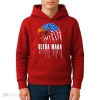 Ultra MAGA Bald Eagle Bloody Splatter Trump 2024 Anti Biden Kids Hoodie thumb 4