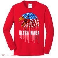 Ultra MAGA Bald Eagle Bloody Splatter Trump 2024 Anti Biden Kids Long Sleeve Shirt thumb 0