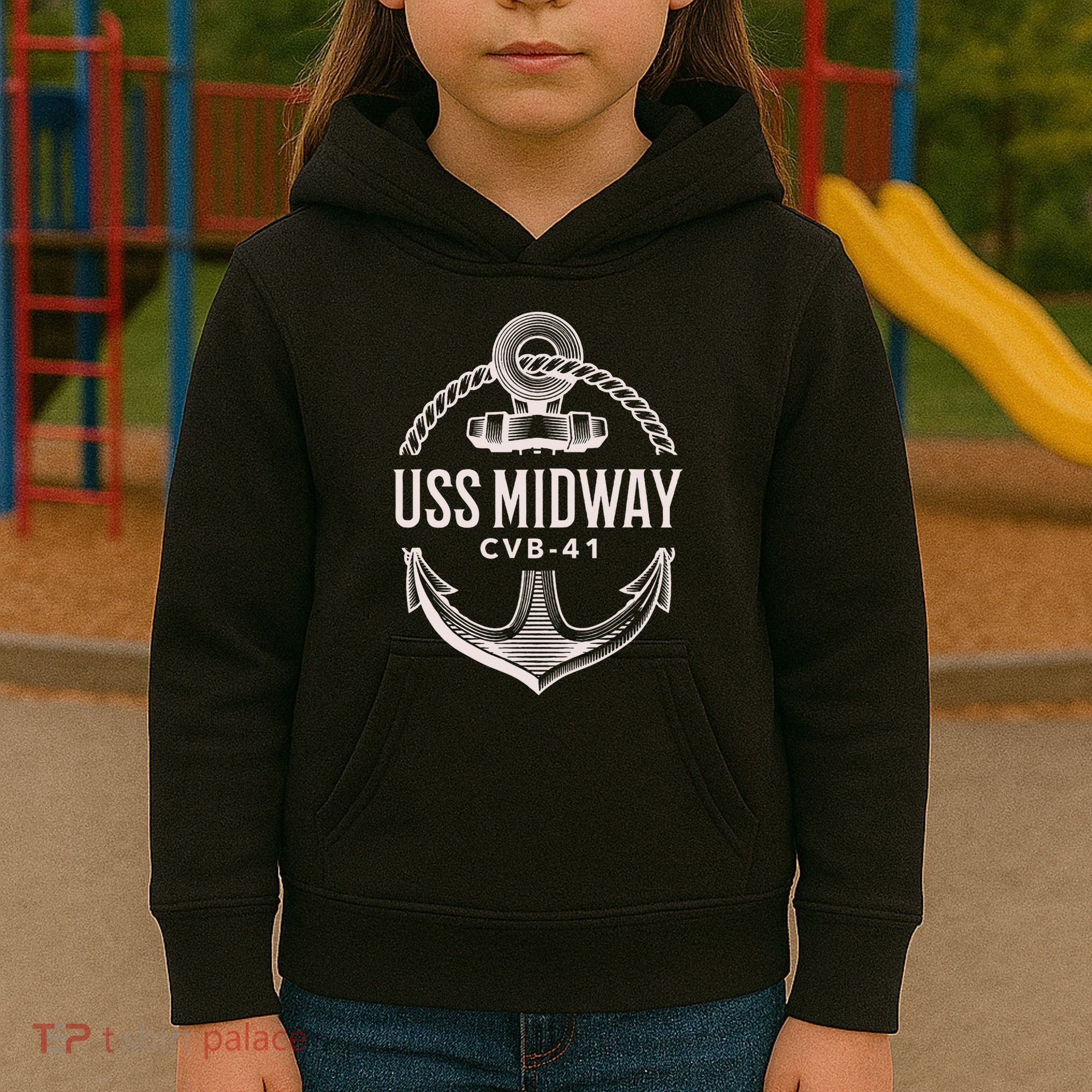 Uss Midway Cvb41 Aircraft Carrier Uss Midway Kids Hoodie