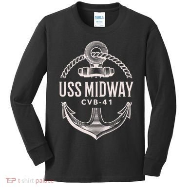 Uss Midway Cvb41 Aircraft Carrier Uss Midway Kids Long Sleeve Shirt