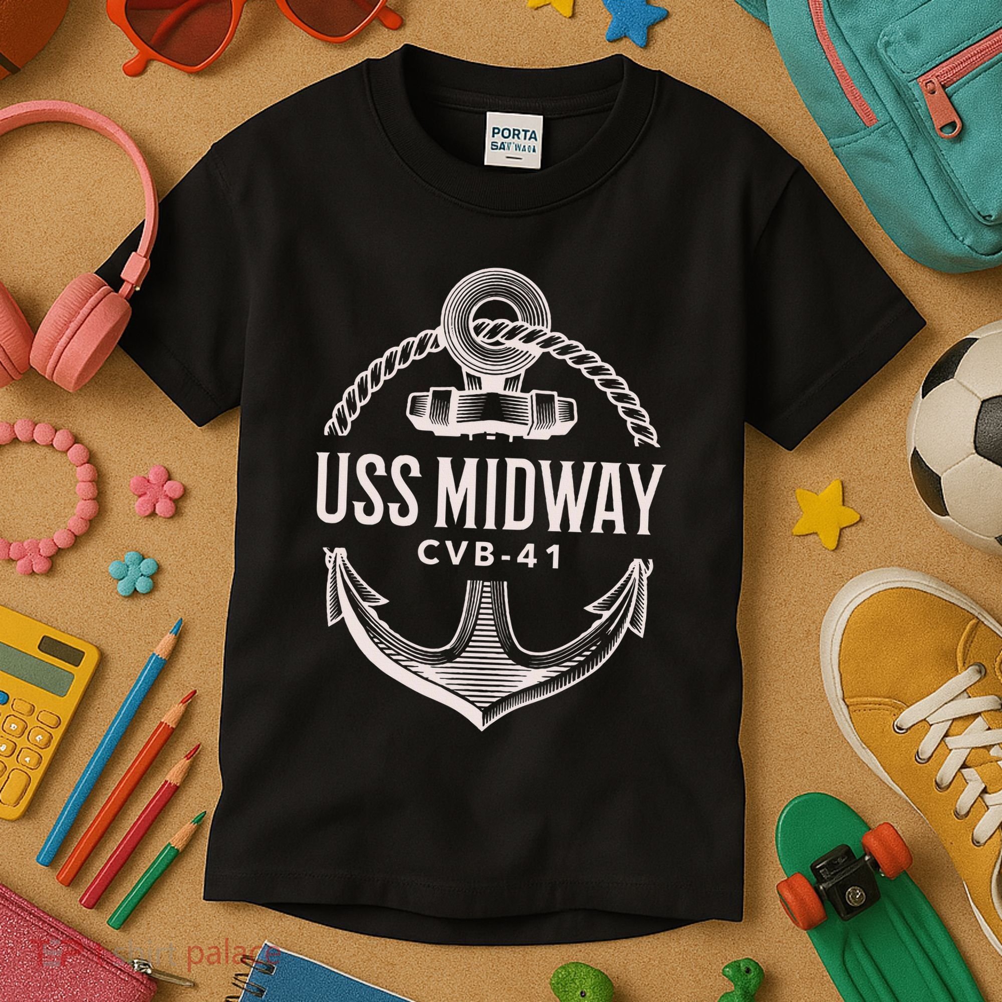 Uss Midway Cvb41 Aircraft Carrier Uss Midway Kids T-Shirt