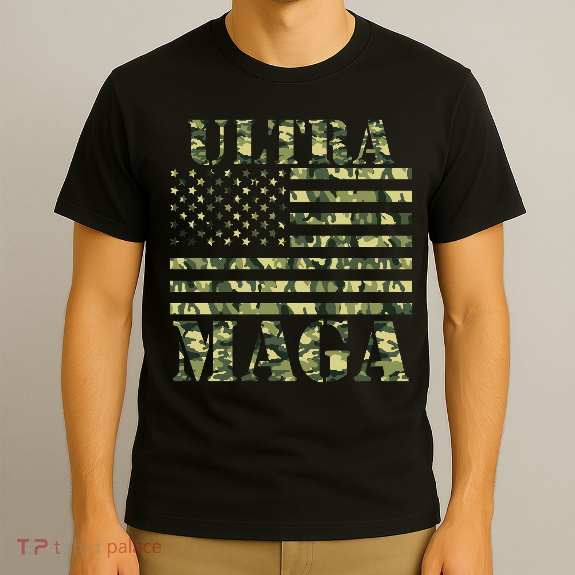 Ultra MAGA Camouflage Camo USA United States Of America Flag T-Shirt
