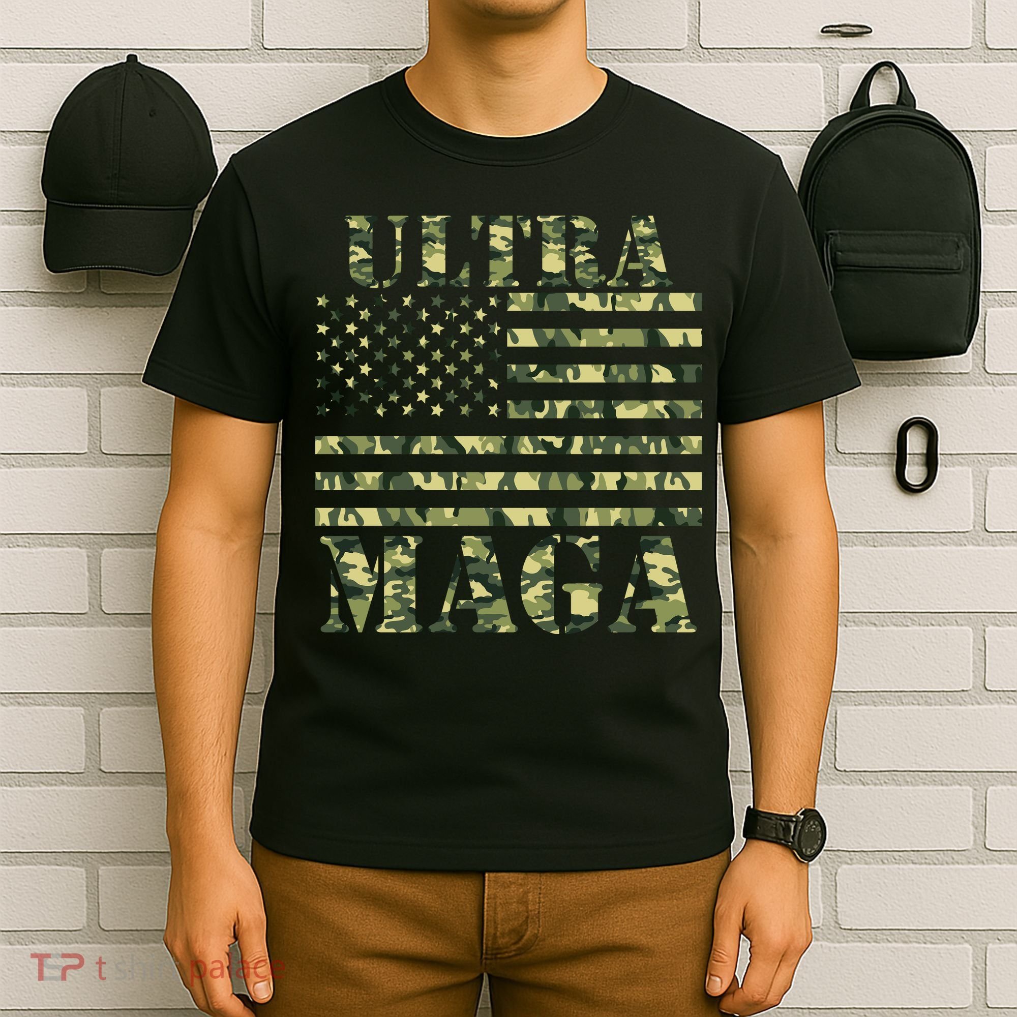 Ultra MAGA Camouflage Camo USA United States Of America Flag T-Shirt