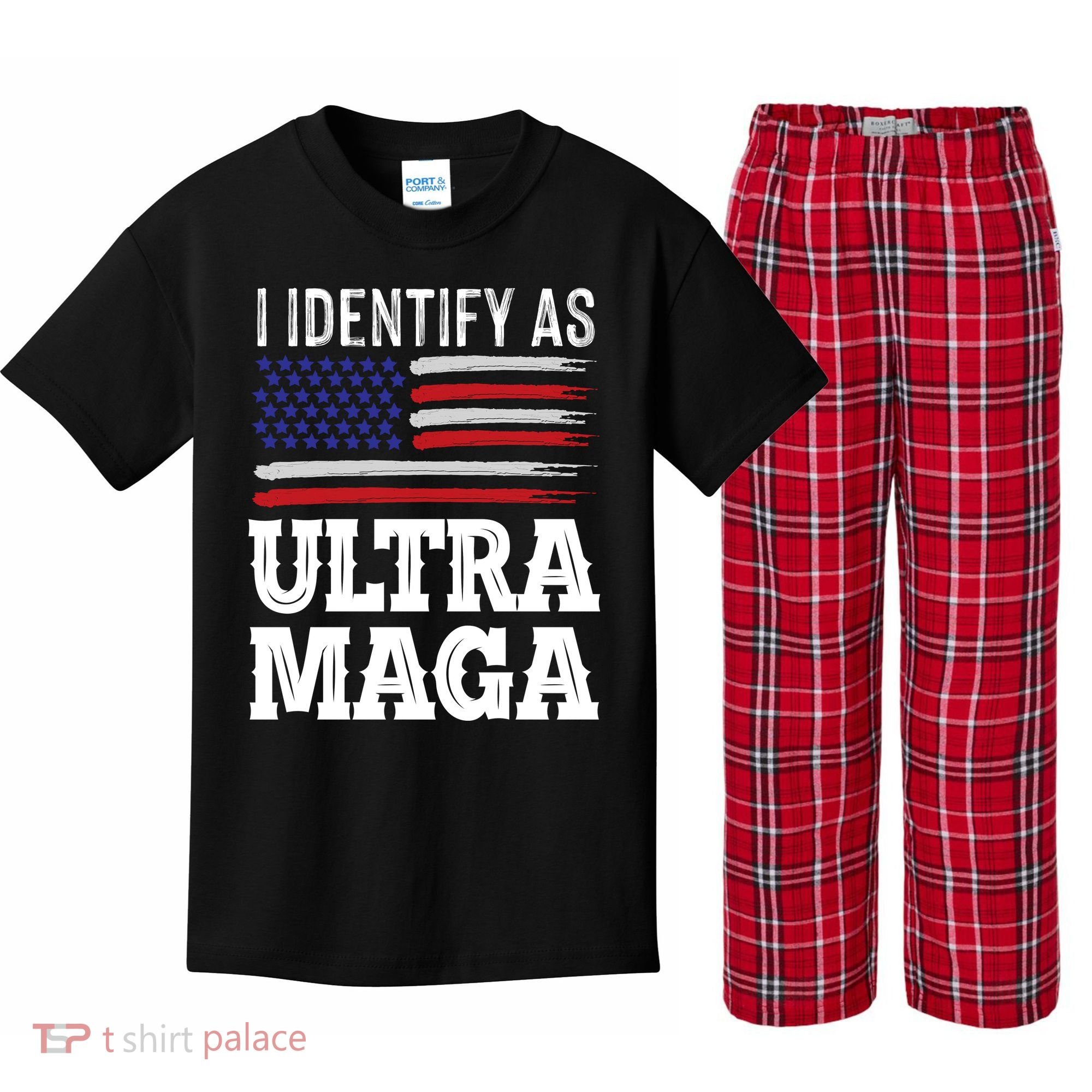 Ultra MAGA Conservative Republican  Kids Plaid Pajama Set