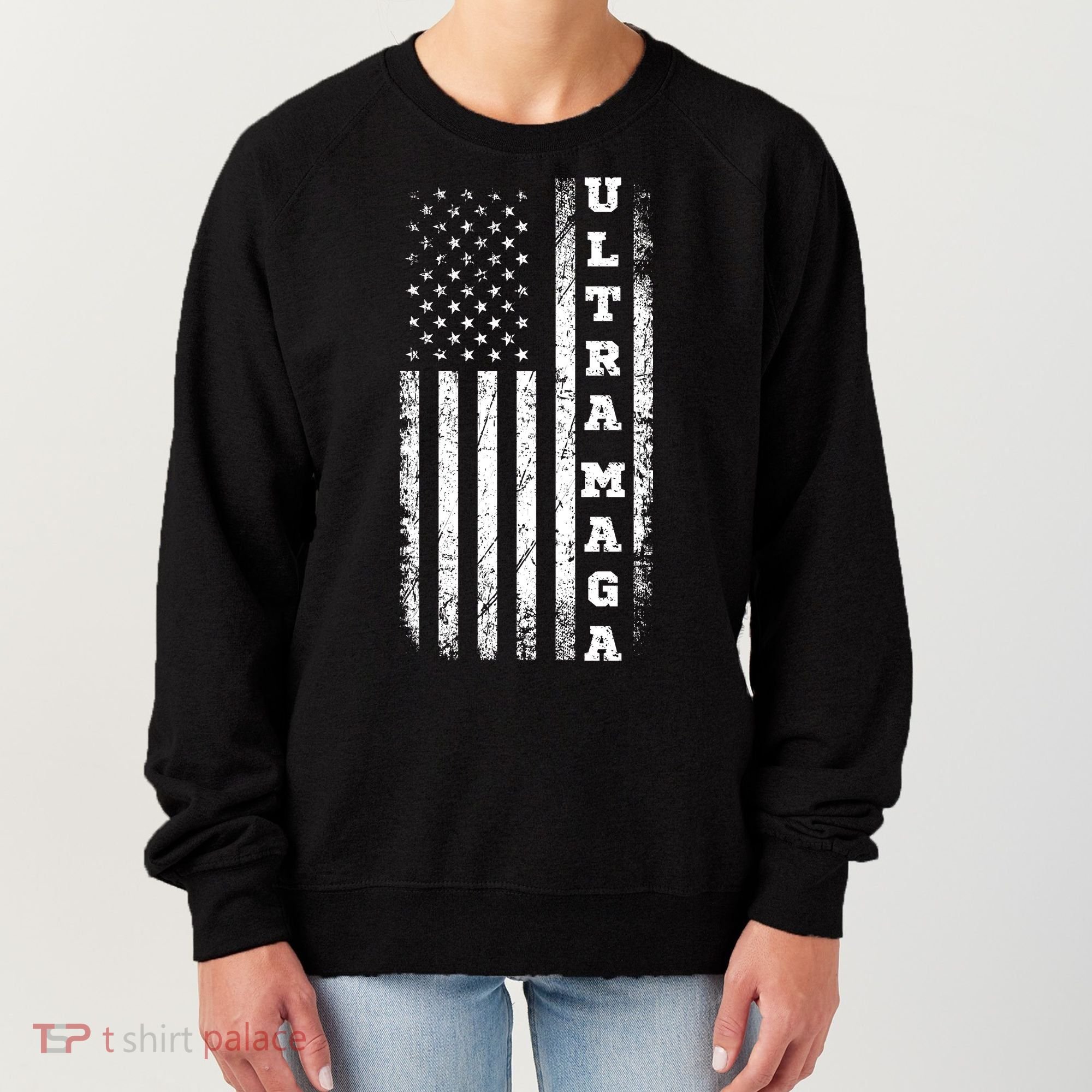 Ultra MAGA Conservative US Flag Women's Sweatshirt
