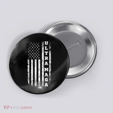 Ultra MAGA Conservative US Flag Button
