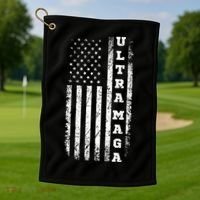 Ultra MAGA Conservative US Flag Golf Towel thumb 1