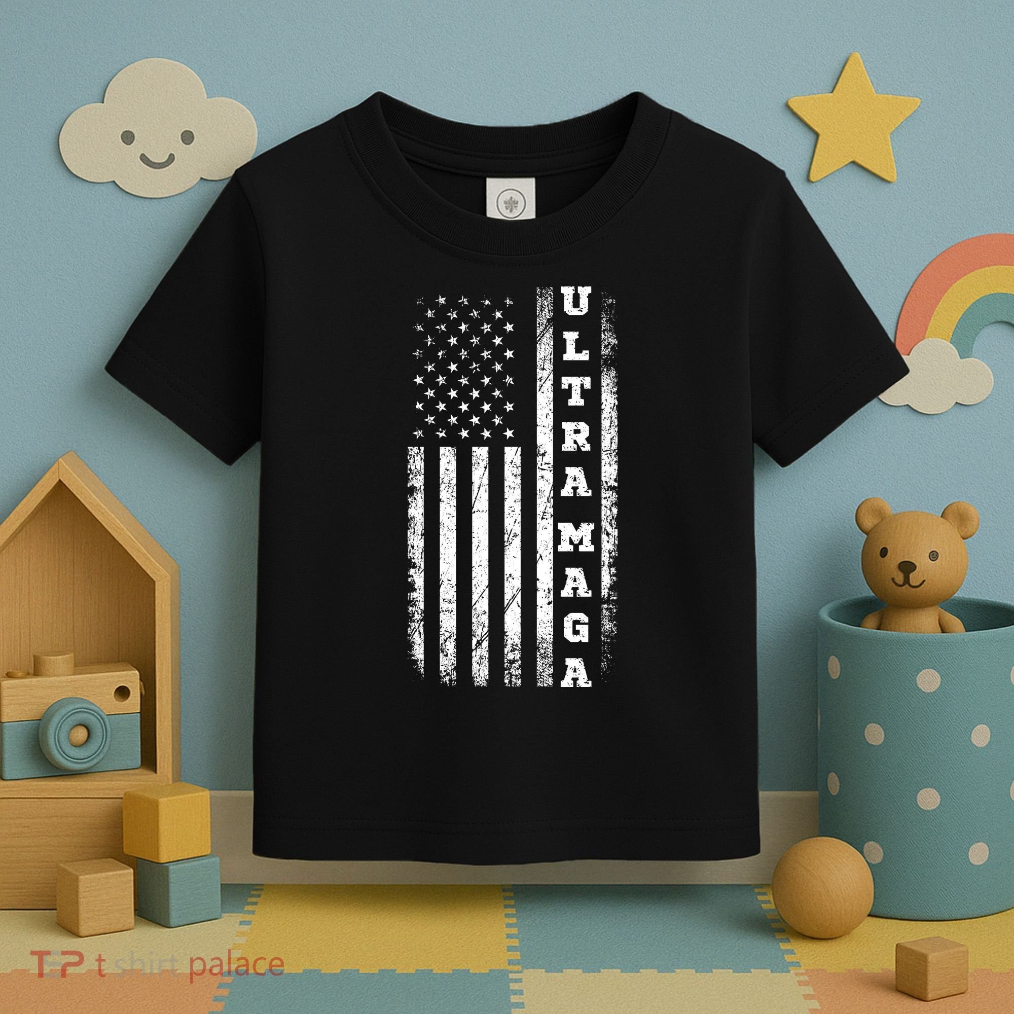 Ultra MAGA Conservative US Flag Toddler T-Shirt
