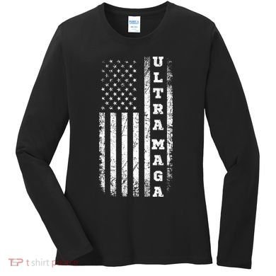 Ultra MAGA Conservative US Flag Women's Long Sleeve Shirt