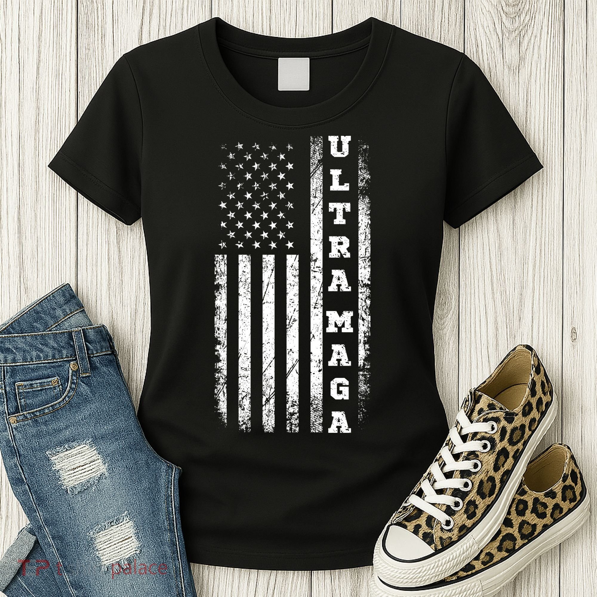 Ultra MAGA Conservative US Flag Women's T-Shirt