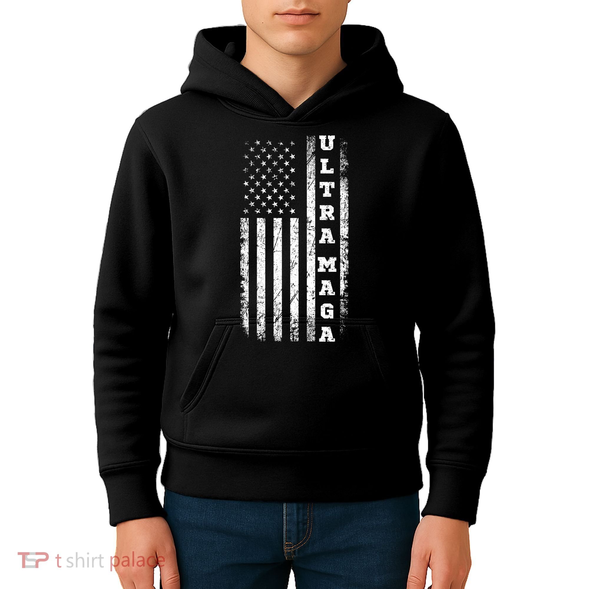 Ultra MAGA Conservative US Flag Kids Hoodie