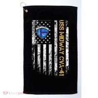 Uss Midway Cvafunny Gift41 Aircraft Carrier Veteran Flag Veterans Day Gift Golf Towel thumb 0