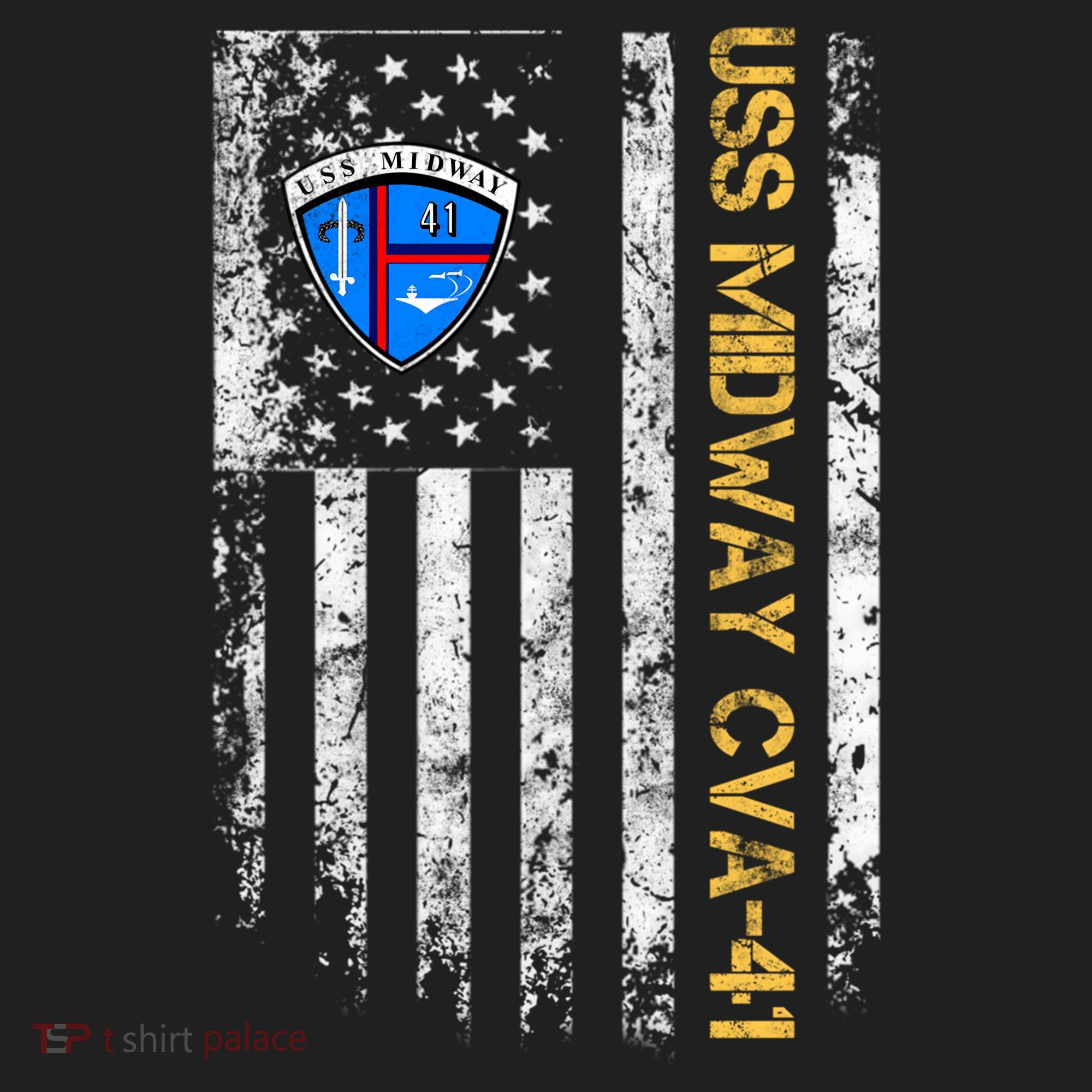Uss Midway Cvafunny Gift41 Aircraft Carrier Veteran Flag Veterans Day Gift Golf Towel