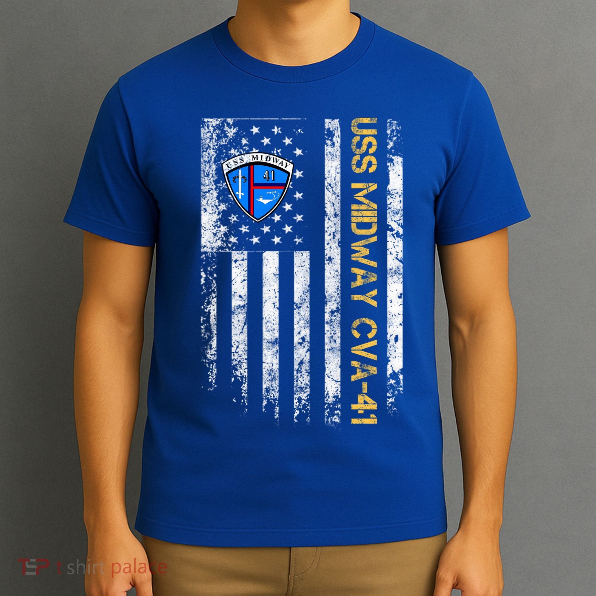 Uss Midway Cvafunny Gift41 Aircraft Carrier Veteran Flag Veterans Day Gift T-Shirt