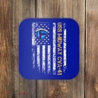 Uss Midway Cvafunny Gift41 Aircraft Carrier Veteran Flag Veterans Day Gift Coaster thumb 0