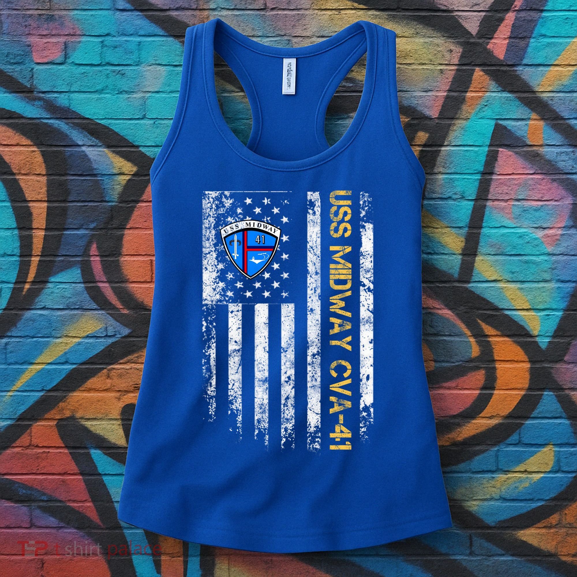 Uss Midway Cvafunny Gift41 Aircraft Carrier Veteran Flag Veterans Day Gift Women's Tank Top