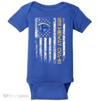 Uss Midway Cvafunny Gift41 Aircraft Carrier Veteran Flag Veterans Day Gift Baby Bodysuit thumb 0