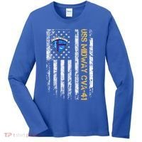 Uss Midway Cvafunny Gift41 Aircraft Carrier Veteran Flag Veterans Day Gift Women's Long Sleeve Shirt thumb 0