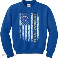 Uss Midway Cvafunny Gift41 Aircraft Carrier Veteran Flag Veterans Day Gift Kids Sweatshirt thumb 0