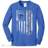 Uss Midway Cvafunny Gift41 Aircraft Carrier Veteran Flag Veterans Day Gift Kids Long Sleeve Shirt thumb 0