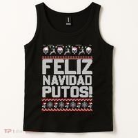 Ugly Mexican Christmas Sweater Feliz Navidad Putos Funny Tank Top thumb 2
