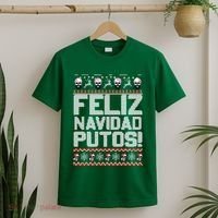 Ugly Mexican Christmas Sweater Feliz Navidad Putos Funny T-Shirt thumb 2
