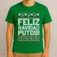 Ugly Mexican Christmas Sweater Feliz Navidad Putos Funny T-Shirt thumb 3