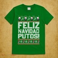 Ugly Mexican Christmas Sweater Feliz Navidad Putos Funny T-Shirt thumb 5