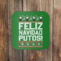 Ugly Mexican Christmas Sweater Feliz Navidad Putos Funny Coaster thumb 0