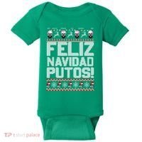 Ugly Mexican Christmas Sweater Feliz Navidad Putos Funny Baby Bodysuit thumb 0