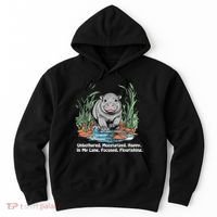 Unbothered Moo Deng Bouncy Pig Meme Cute Baby Hippo Viral Hoodie thumb 0