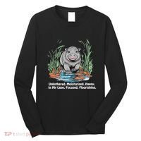 Unbothered Moo Deng Bouncy Pig Meme Cute Baby Hippo Viral Long Sleeve Shirt thumb 0