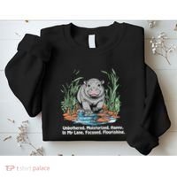 Unbothered Moo Deng Bouncy Pig Meme Cute Baby Hippo Viral Sweatshirt thumb 2