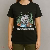 Unbothered Moo Deng Bouncy Pig Meme Cute Baby Hippo Viral T-Shirt thumb 4