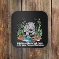 Unbothered Moo Deng Bouncy Pig Meme Cute Baby Hippo Viral Coaster thumb 0