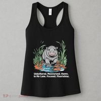 Unbothered Moo Deng Bouncy Pig Meme Cute Baby Hippo Viral Women's Tank Top thumb 3