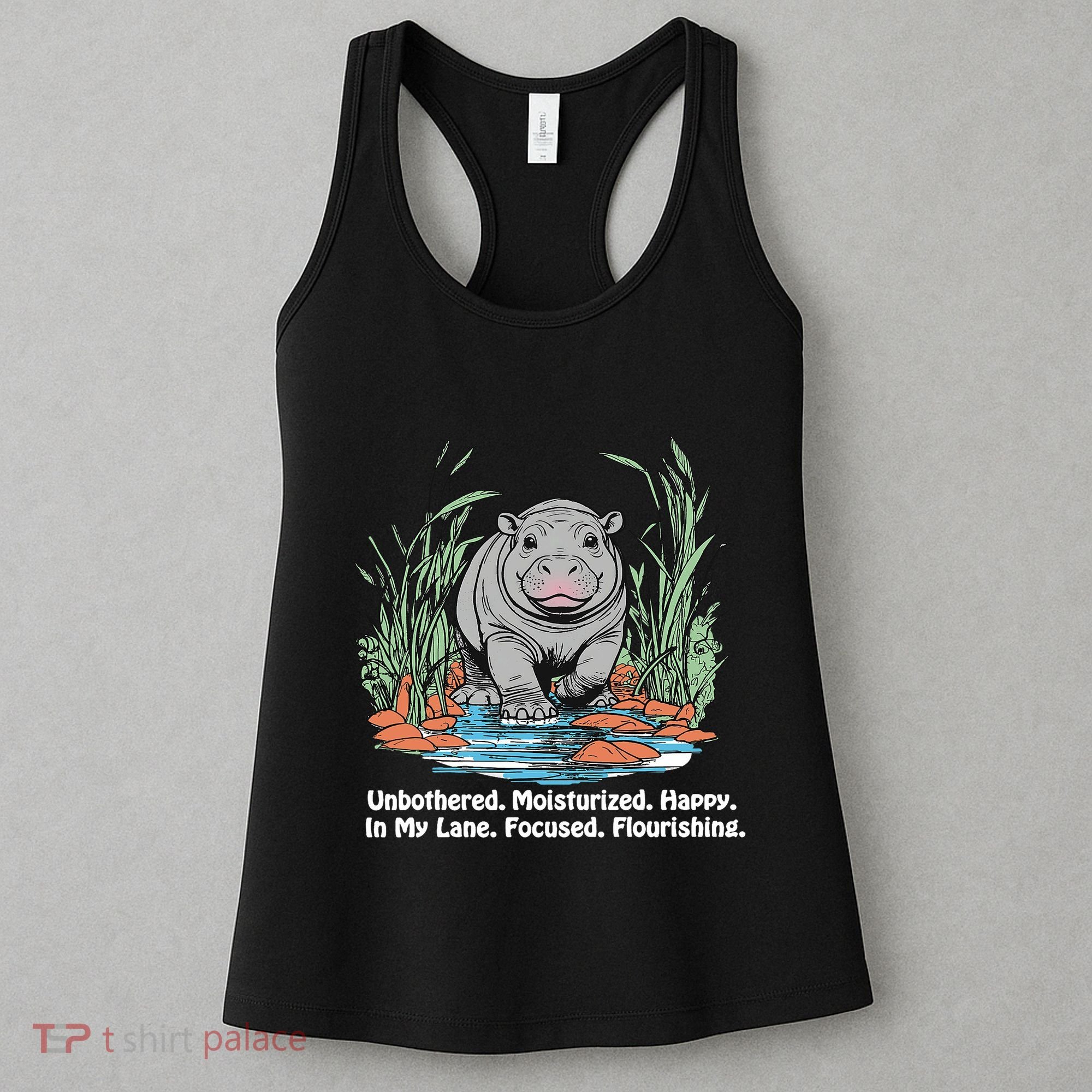 Unbothered Moo Deng Bouncy Pig Meme Cute Baby Hippo Viral Women's Tank Top