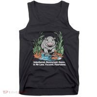 Unbothered Moo Deng Bouncy Pig Meme Cute Baby Hippo Viral Tank Top thumb 0