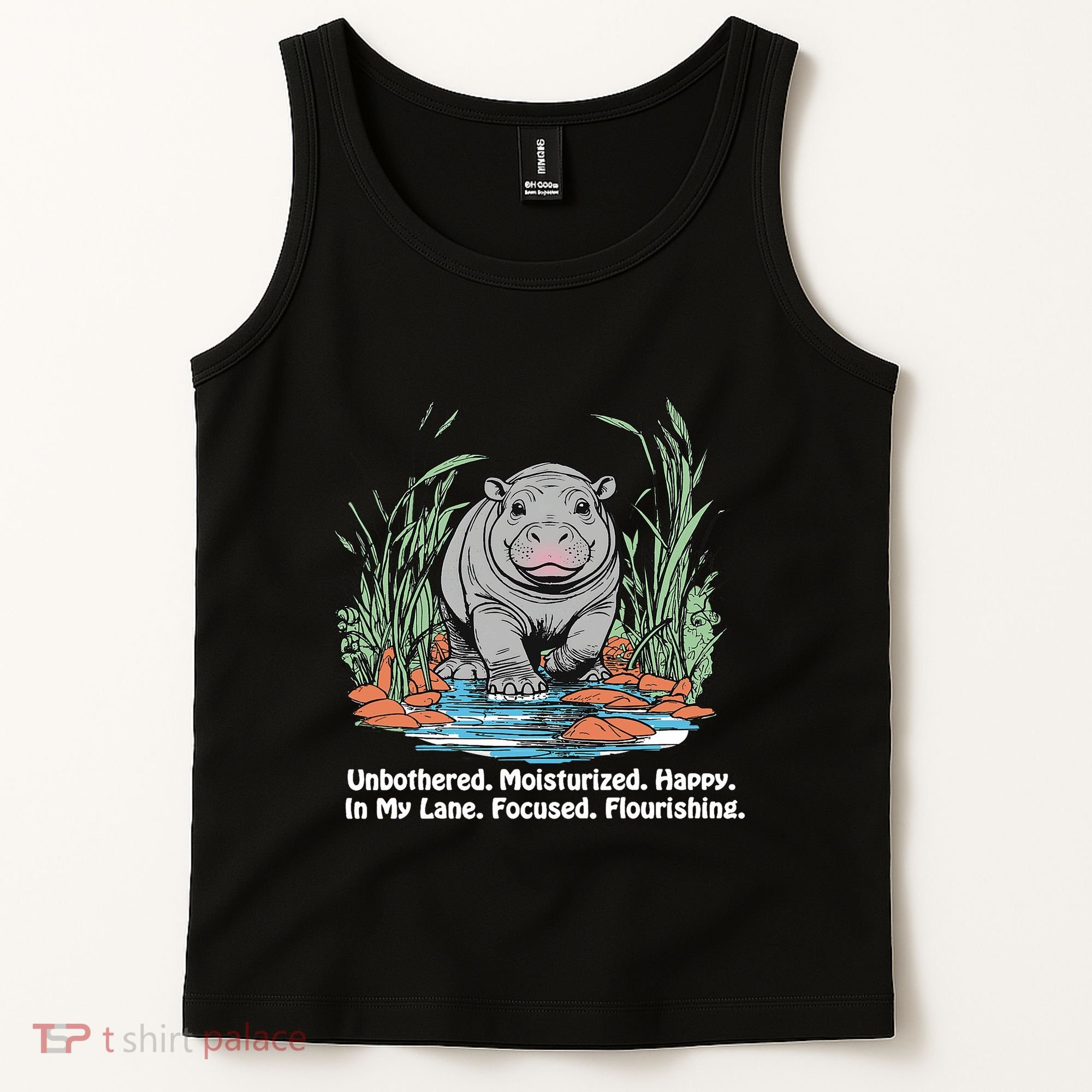 Unbothered Moo Deng Bouncy Pig Meme Cute Baby Hippo Viral Tank Top