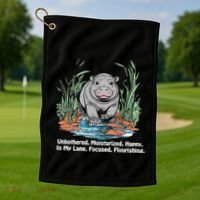 Unbothered Moo Deng Bouncy Pig Meme Cute Baby Hippo Viral Golf Towel thumb 1