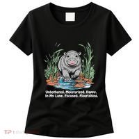 Unbothered Moo Deng Bouncy Pig Meme Cute Baby Hippo Viral Women's T-Shirt thumb 0