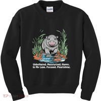 Unbothered Moo Deng Bouncy Pig Meme Cute Baby Hippo Viral Kids Sweatshirt thumb 0